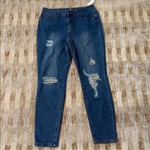 NWT New York & Co Distressed Sequin Blue Jeans